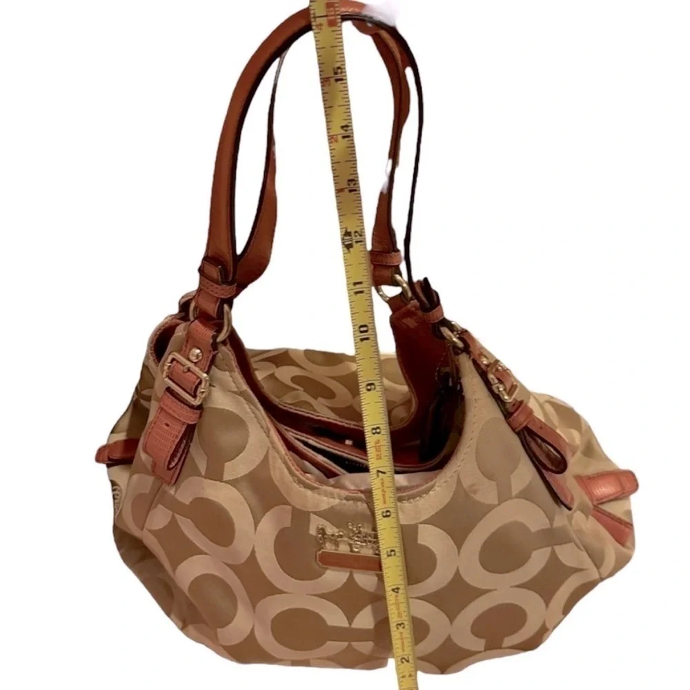 Coach Canvas & Leather Tan Signature Logo Shoulder Bag. GUC “Peach” Straps, VNTG - Picture 10 of 10